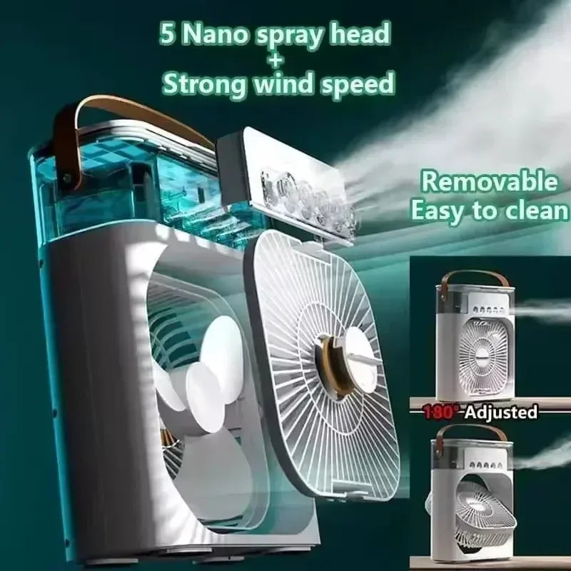500mL Tank Portable Evaporative Air Cooler - Doubles As Fan, Humidifier; Quiet Mist Spray for Home, Room, Camping, Car, Office