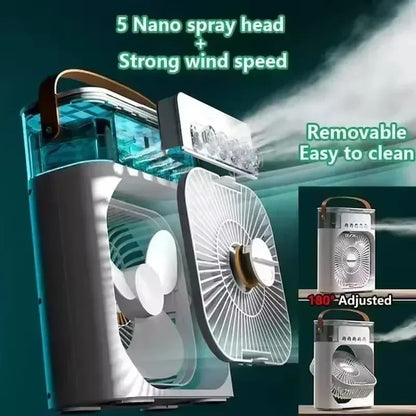 500mL Tank Portable Evaporative Air Cooler - Doubles As Fan, Humidifier; Quiet Mist Spray for Home, Room, Camping, Car, Office