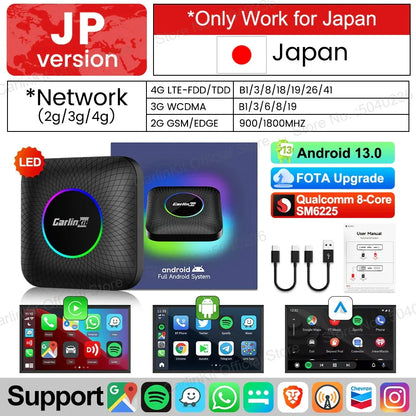 CarlinKit CarPlay Ai Box Android 13 Plus QCM6125 8-core Wireless Android Auto& CarPlay Car USB Adapter FOTA Upgrade For Netflix