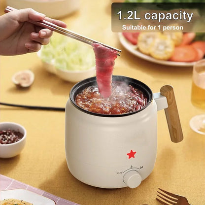 1.2L Electric Cooker Student Dormitory Low Power Noodle Cooker Multifunction Pot Portable Travel Mini Electric Hot Pot 200W