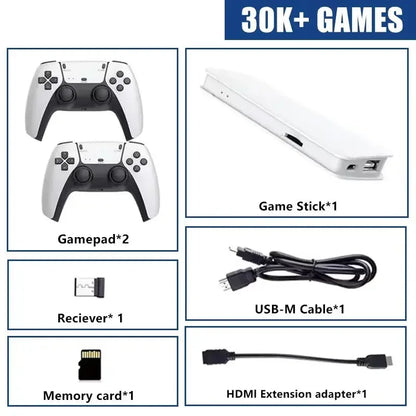 M15 Game Stick Mini TV Handheld Game Console 20000+Retro Game Wireless Gamepads Video Game 64G HD Output Two-player for PS1 Etc