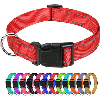 Reflective Dog Collar Strap with Adjustable Safety Nylon Pet Collar Pet Traction Rope Suitable for Small and Medium-Sized Pets