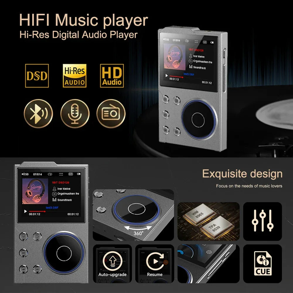 Hi-Fi Digital Audio MP3 Player Lossless DSD High Definition Portable MP3 Music Player Built-in 16GB Walkman Supports 20 Language