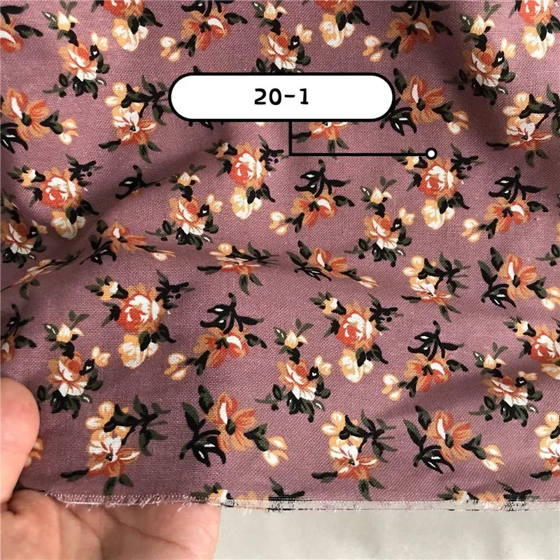 145cm Wide Printed Cotton and Linen Fabric Small Floral Patterns Retro Shirt Dress DIY Clothing Sewing Fabric 90% Cotton Content