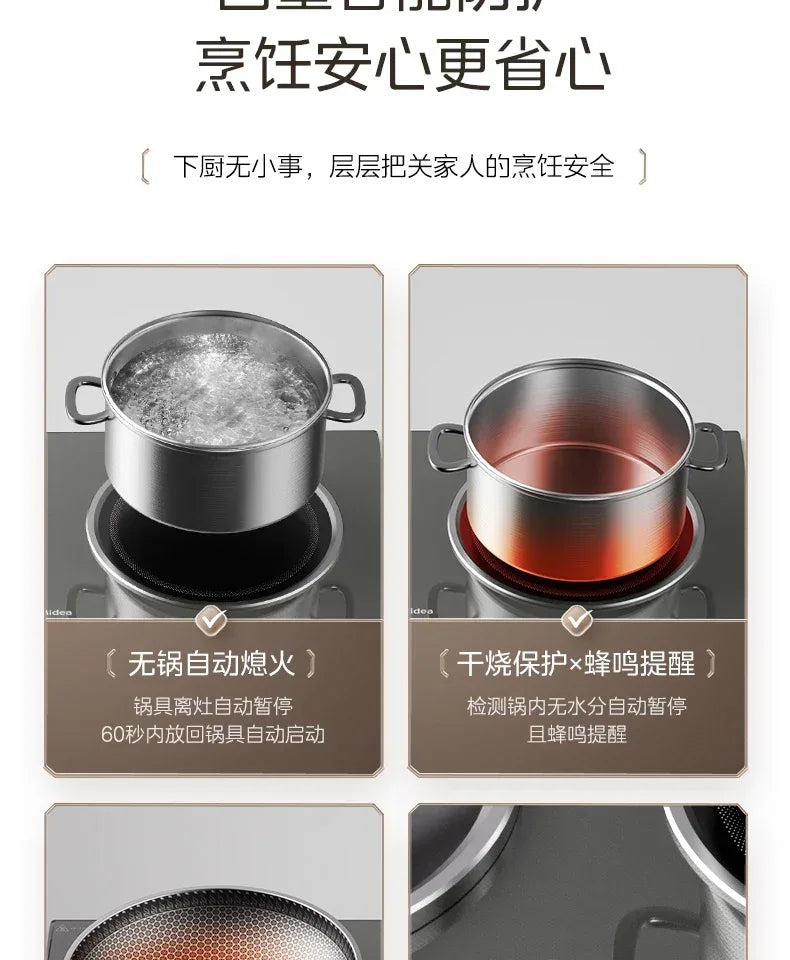 Midea Double Stove Induction Cooker Household Concave 3500W High Power