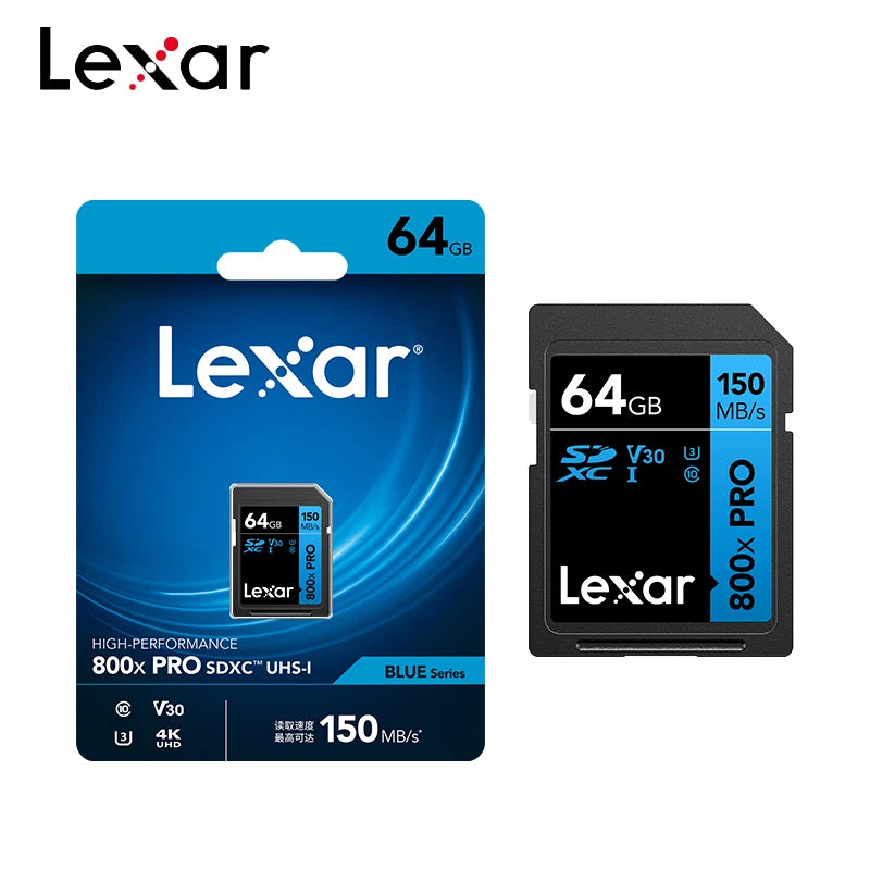 Lexar SD Card 800x Pro Read 150MB/s SDXC Flash Card 64GB 128GB 256GB V30 UHS-I SDHC 32GB Memory Card Storage Card For Camera