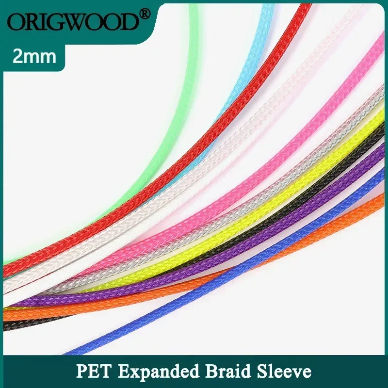 1-50M 2mm Insulated PET Braid Sleeves Sleeving High Density Cable Sheath Wrap Cable Protector Braid For Wires