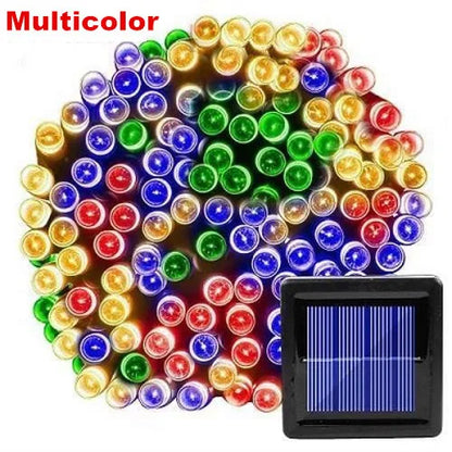 50-200 LED Outdoor Solar String Fairy Light Festoon Waterproof Street Garland Solar Power Lamp Christmas Party for Garden Decor