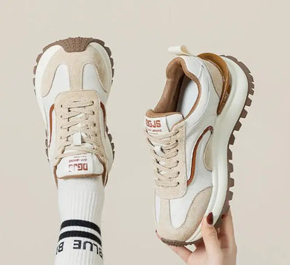 Women Sneakers Genuine Leather Platforms Ladies Casual Sports Shoes Comfy Students Sneakers Summer Popular Size 34-40