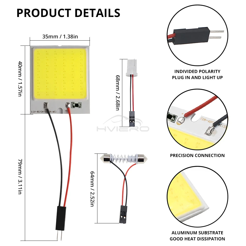 T10 C5W Car Led Cob 16/24/36/48SMD White Parking Bulb Auto Interior Reading Panel Lamp Super Bright Festoon License Plate Lights