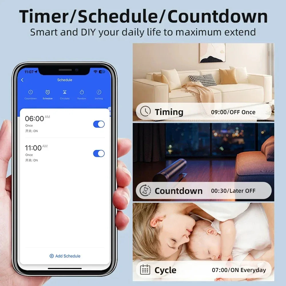 16A Wifi Smart Switch Smart Home Light Switches Module 2 Way Control Work with Tuya Smart Life Alexa Google Home Switch