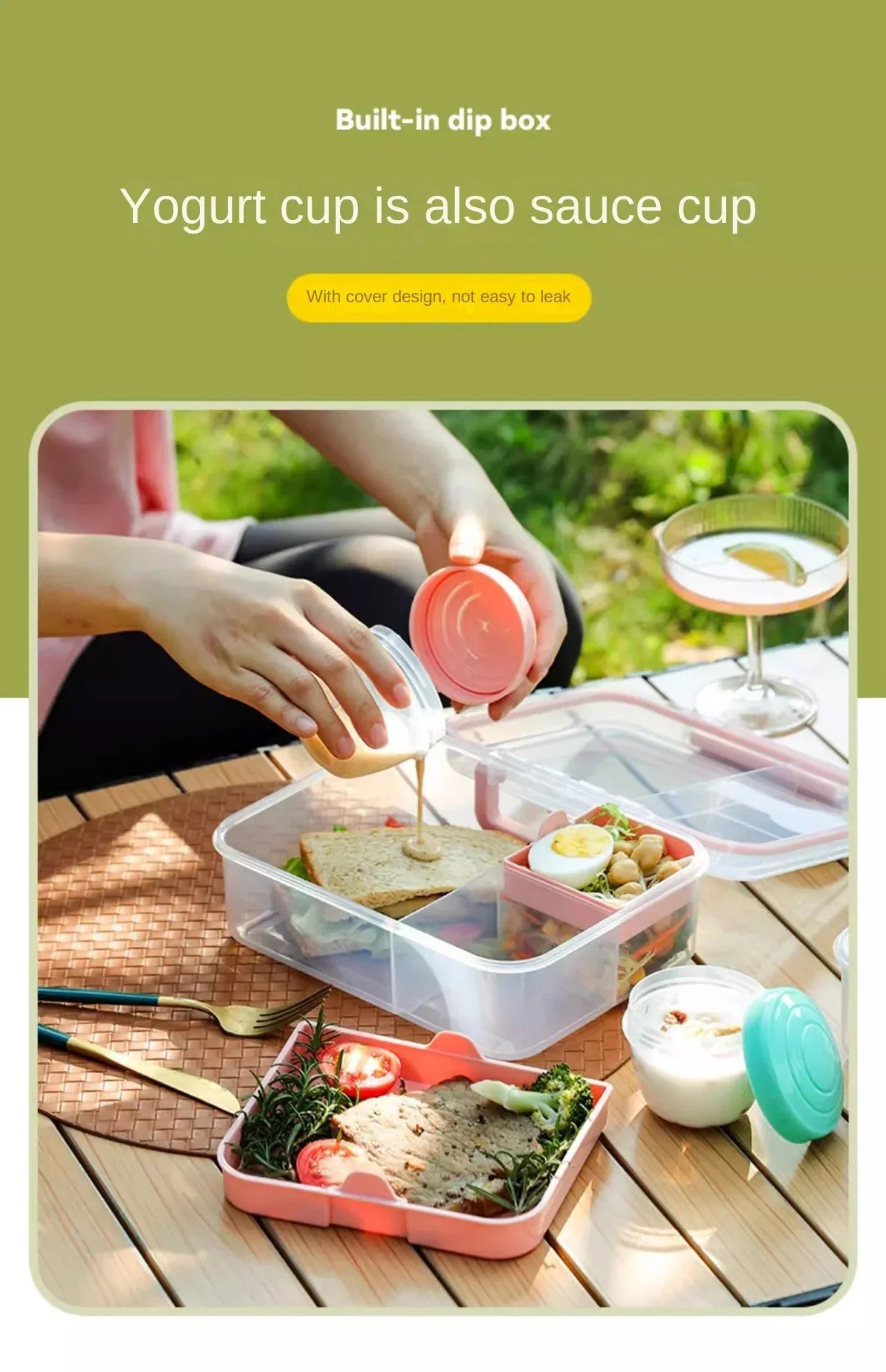Portable Handle Design Double Layer Lunch Box Compartment Bento Boxes Students Toddler Bento Containers Outdoor Salad Picnic Box