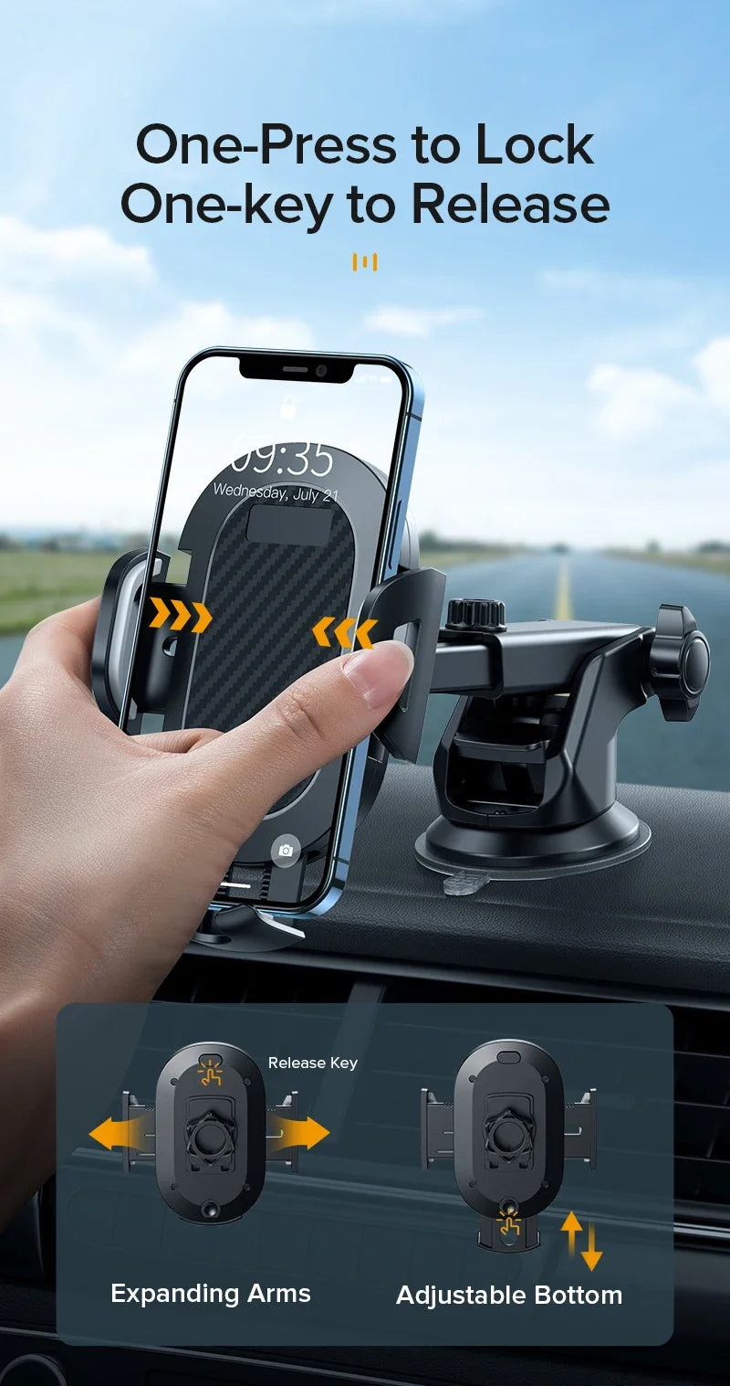 AUFU Sucker Car Phone Holder Smartphone Mount Stand GPS Telefon Mobile Cell Support For iPhone 15 14 13 Pro Max Xiaomi Samsung