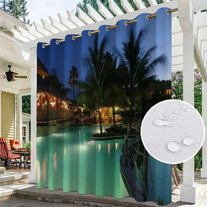 Patio Curtains Outdoor Waterproof Thermal Insulated Blackout Curtain For Garden Door Pool Hut Pavilion Gazebo Pergola Drapes