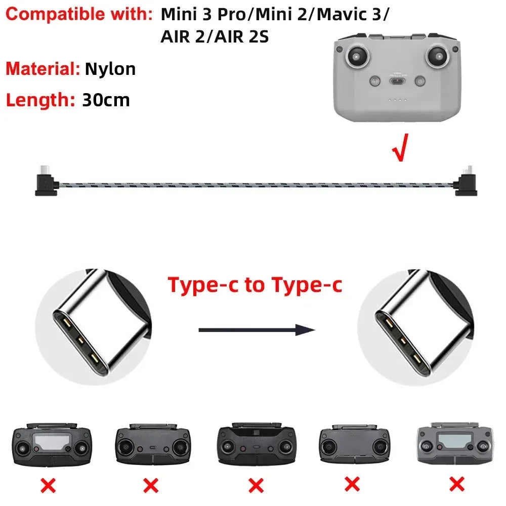 Data Cable OTG Remote Controller to Phone Tablet Connector USB TypeC IOS Extend for DJI MINI 4K/2/3 Pro/SE/Pro/Air/Mavic 2/3