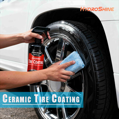 Hydroshine Ceramic Tire Coating Shine Spray Tyre Gloss Plastic Rubber Wheel Restorer  Long Lasting Hydrophobic Cleaner Seal Wax