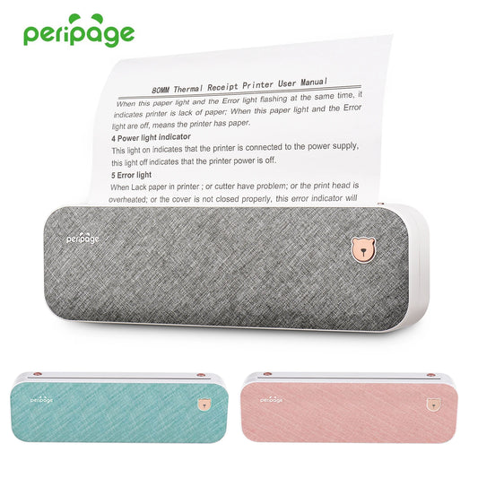 PeriPage A40 A4 Paper Printer Direct Thermal Transfer Wirless Mobile Photo Printer USB BT Connection For 2''/3''/4'' Paper Width