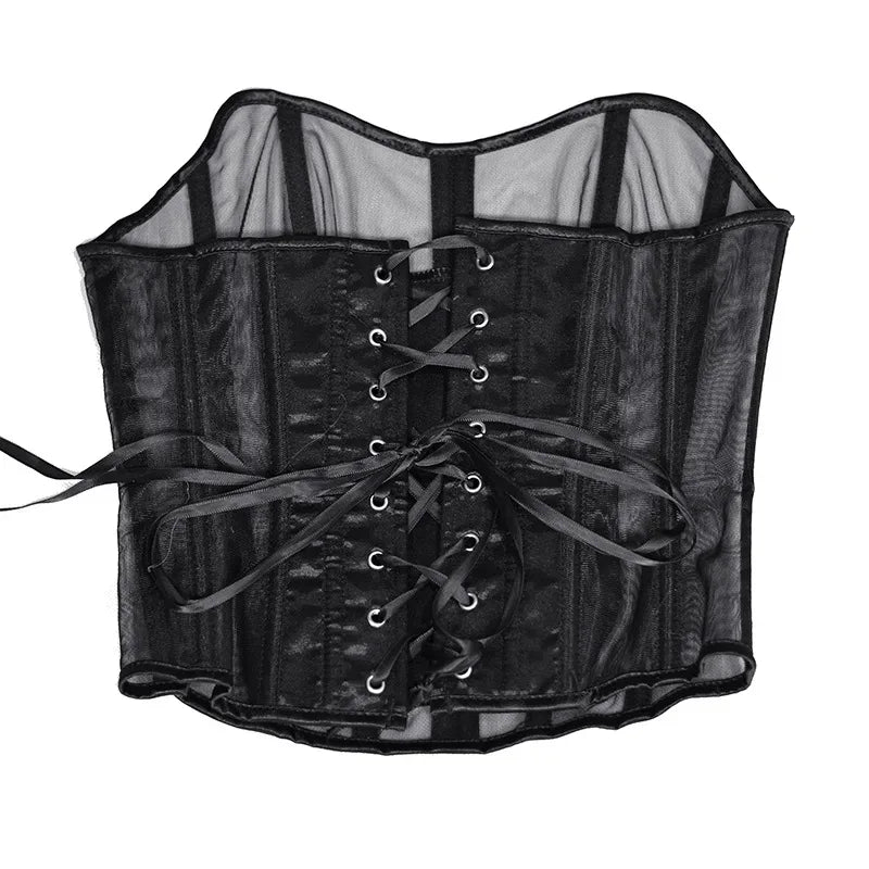 Sexy Thin Body Shaper Underwear Corset Waist Trainer Lingerie Lace Corsets Perspective Mesh Shapewear Women Fashion Clothes Faja