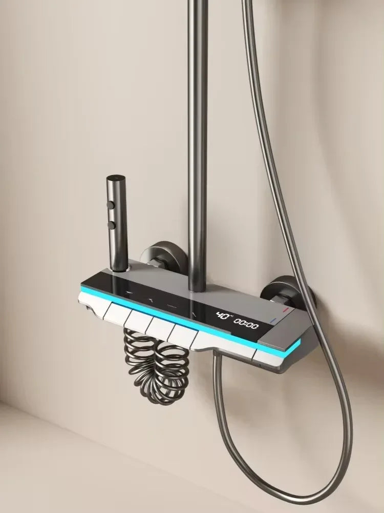 Bathroom Shower System High Quality Fourth Gear Bathroom Key Digital Display Rain Bathtub Copper Faucet Shower Set Bathrooms