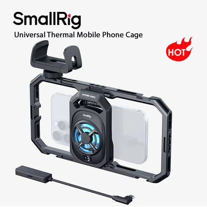 SmallRig Universal Cooling Mobile Phone Cage for iPhone 17 16/Android Smartphones w 2-in-1 USB-C Audio Adapter Power Bank Holder