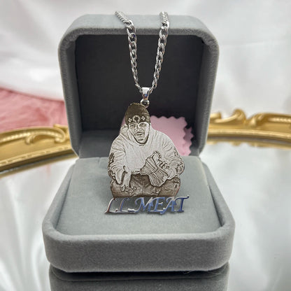 Wholesale Custom Photo Necklace Custom Stainless Steel Engrave Pet Dog Cat Name Memory Frosted Photo Necklace Jewelry For Woman