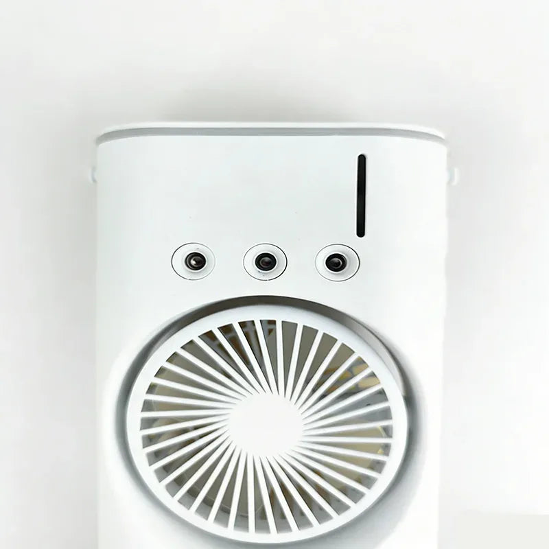 Spray portable water mist fan, summer mini evaporative air cooler, household water-cooling fan with LED lights