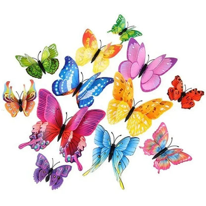 Magentic 3D Double-layer Butterfly Wall Stickers Magnet Refrigerator Stickers Home Girl Kids Room Wedding Christmas Decoration