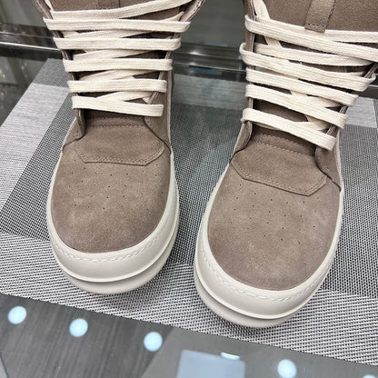 Ro Shoes Men Leather 2025 New Earthy Grey Cow Suede Lace Up Zipper Thick Sole Luxury Geo Women Street Hip-hop Casual Flat Boots