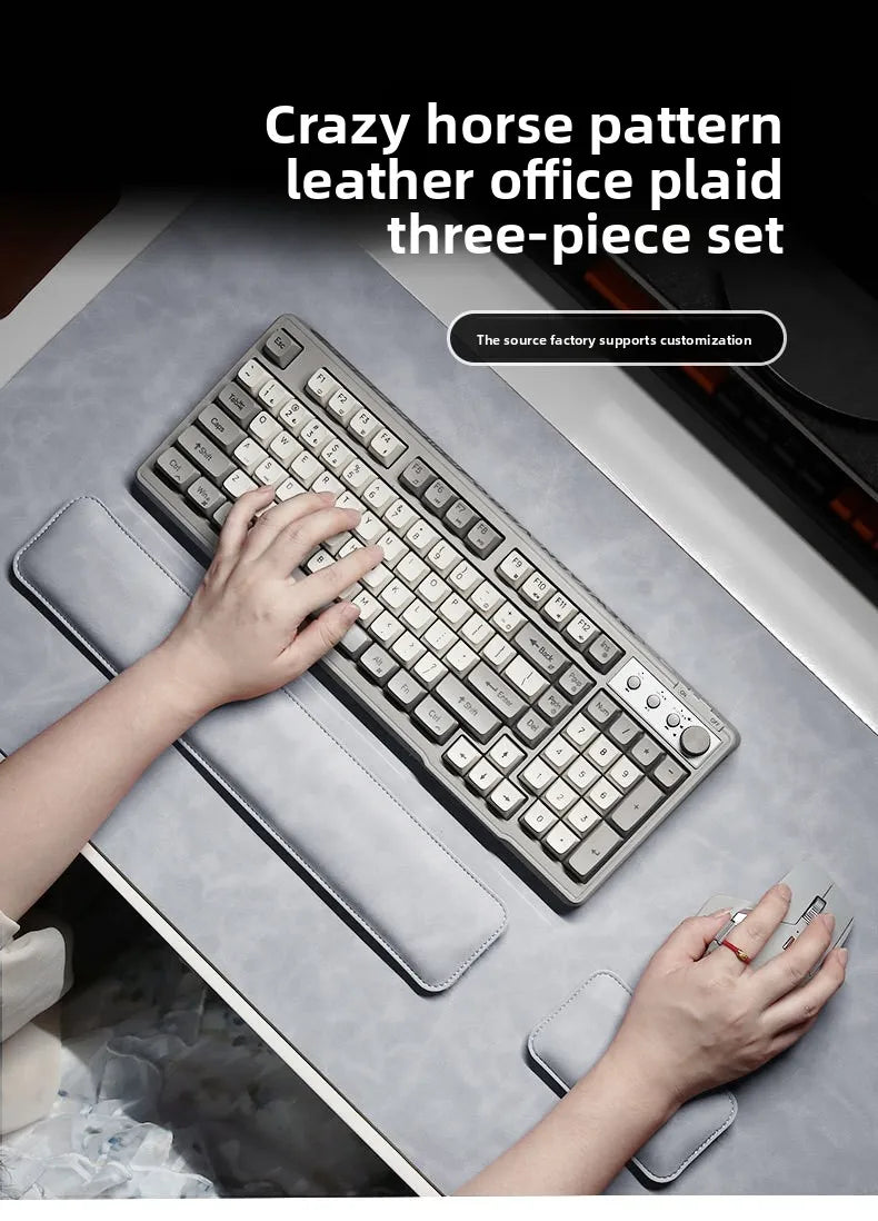 Wrist Pad Rest Keyboard Guard Three Pieces Desk Pad Waterproof PU Mouse Pad Large Mousepad Laptop Non-slip Desk Mat Mouse Mat