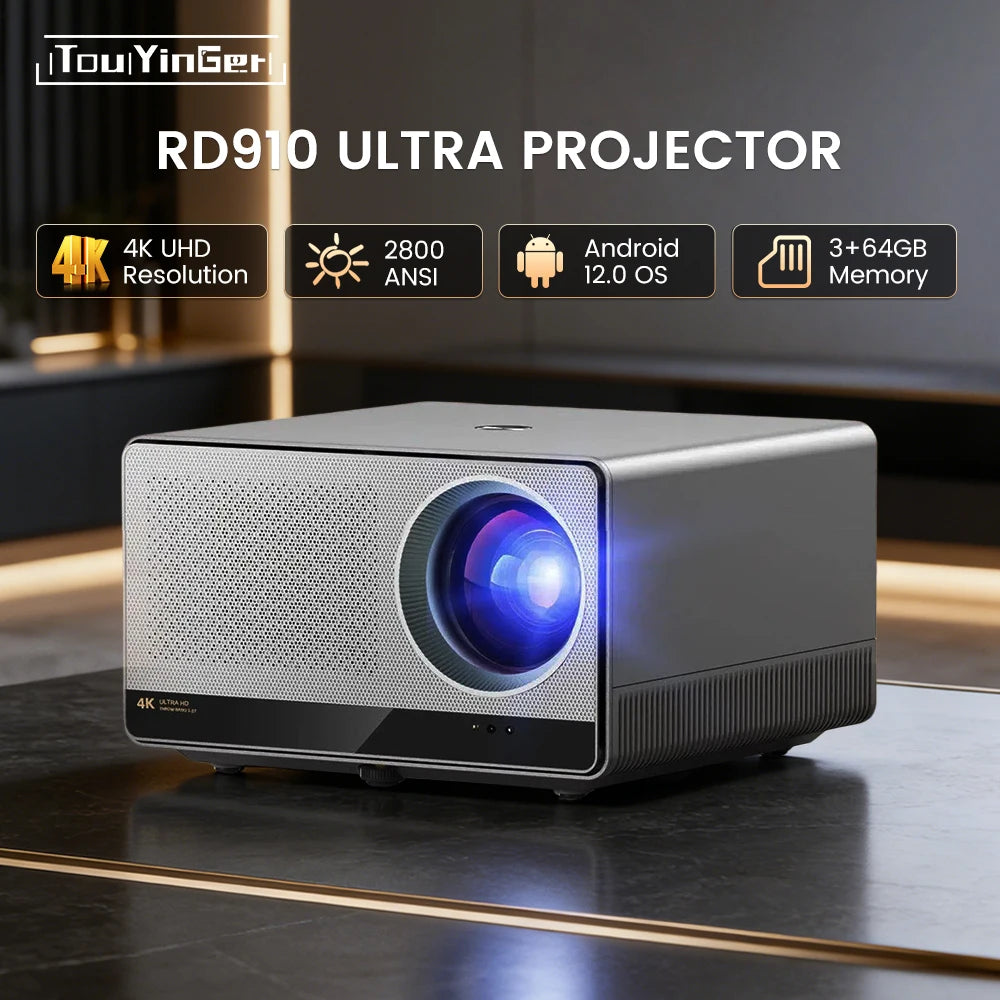 Touyinger 2800ANSI RD910 Ultra 8K 4K Full HD Projector 3G 64G Home Theater WiFi Android TV Cinema RD910 Ultra Beam Projector by PDG ibma
