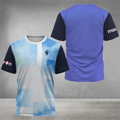 2025 summer new sports T-shirt comfortable breathable fast drying tennis round neck short sleeve summer new men's T-shirt casual