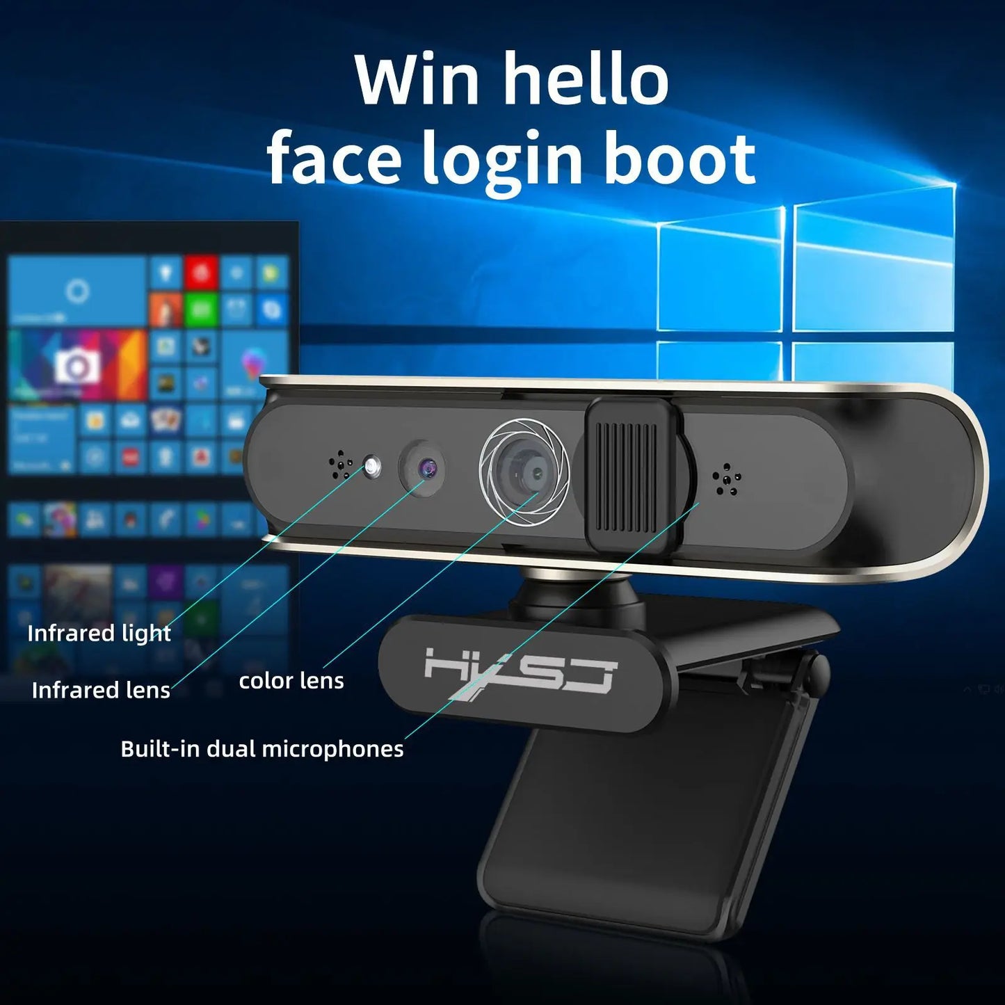 30FPS Online Mini USB Face Recognition 5 Million Built-in Microphone Autofocus Camera Windows Hello Auto-Unlock Webcam For PC