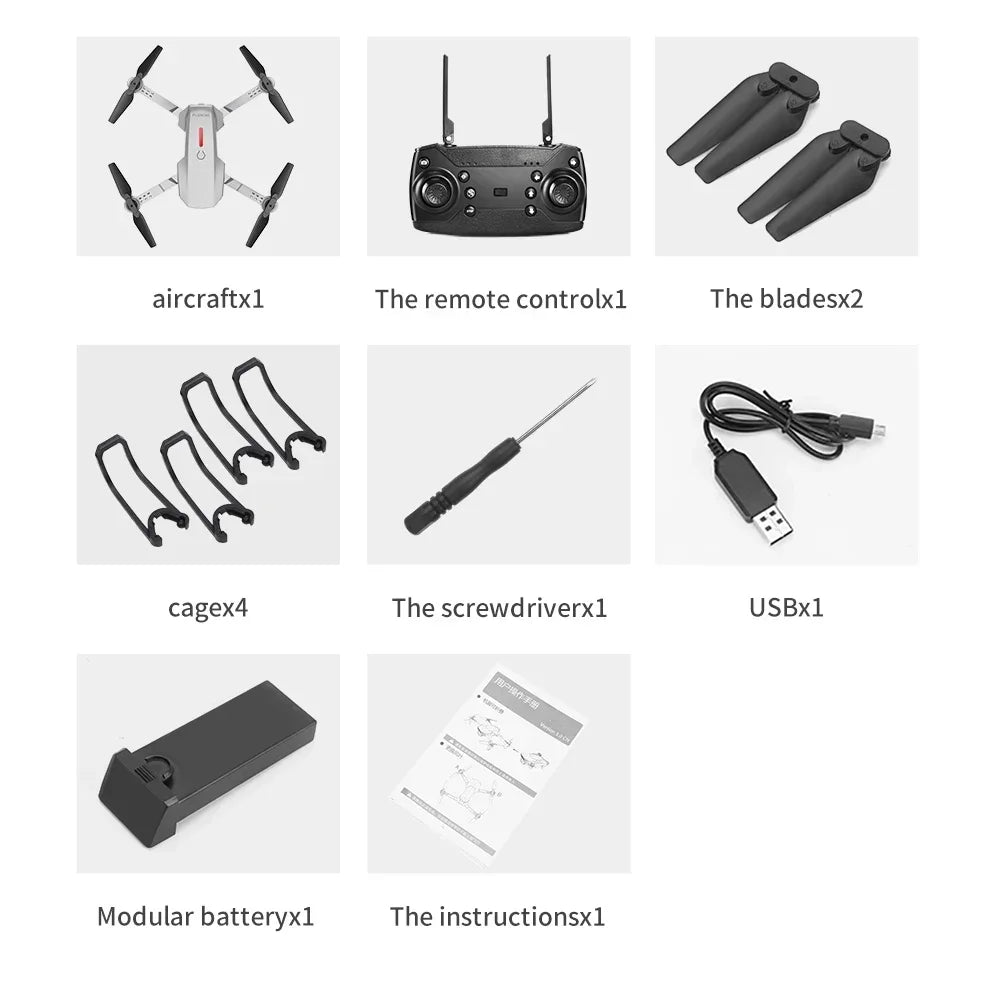 2025 New E88 WIFI FPV Drone Quadcopter With Wide Angle HD 4K Camera Height Hold RC Foldable Quadcopter Drones UAV Gifts Toys