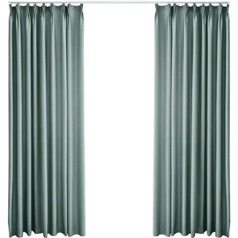 Light Luxury High Grade Bedroom High Blackout Curtain Ins Style Living Room Curtains Green Natural Solid Color Thickened Drapes