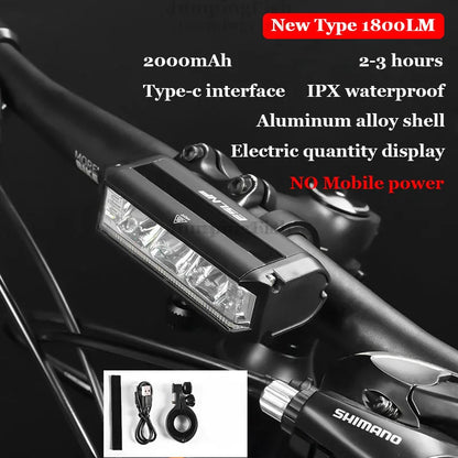 Bicycle Light Front 5200LM LED Light for Bicycle 8000mAh Mountain Cycle Headlight Lamp MTB Bike Light USB Flashlight Super Brigh