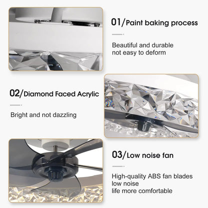 Modern Ceiling Fans Infinitely Dimmable Household Black White Ceiling Lamp With Remote Control Bedroom Living Room LED Fixtures