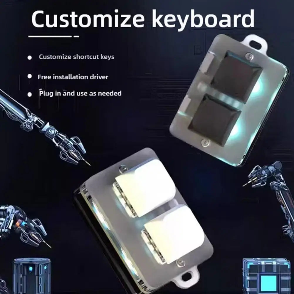 2.4G 2-key Customize Bluetooth Keyboard Knob With RGB Light Copy Paste Shortcut Key E-sports Game Mini Keyboard USB external