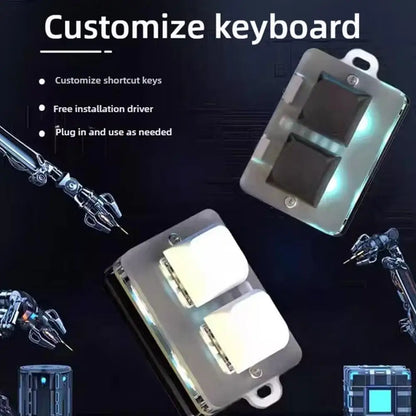 2.4G 2-key Customize Bluetooth Keyboard Knob With RGB Light Copy Paste Shortcut Key E-sports Game Mini Keyboard USB external