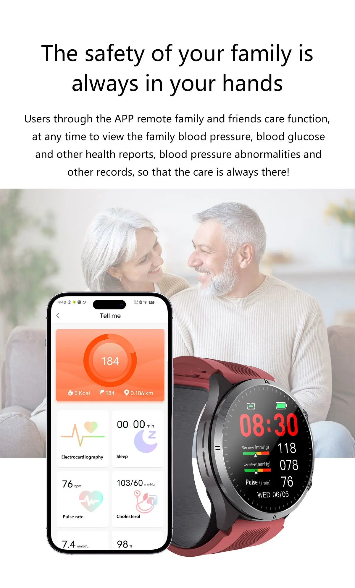 New Blood pressure Non-invasive Health Monitor Airbag Sports Smart Watches ECG+PPG Precise 1.43-inch AMOLED Calls Smartwatch NFC