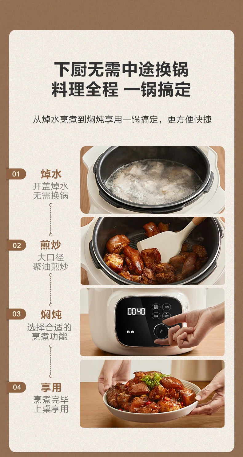 Electric Pressure Cooker 220V Home 4L Capacity Multifunctional Smart Rice Cooker Automatic multicooker 압력밥솥 طنجرة الضغط