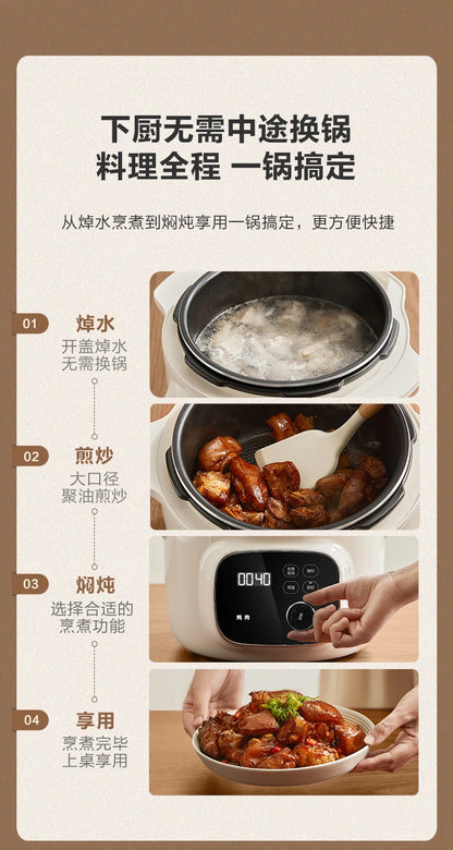 Electric Pressure Cooker 220V Home 4L Capacity Multifunctional Smart Rice Cooker Automatic multicooker 압력밥솥 طنجرة الضغط