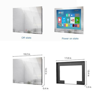Go Haocrown 19 Inch Touchscreen Mirror TV Bathroom, IP66 Waterproof Android Television Built-In Wi-Fi ATSC Tuner -- US