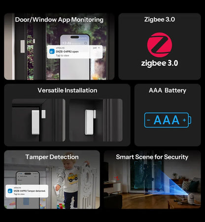 SONOFF SNZB-04PR2 SenseGuard DW Gen2 Zigbee Door/Window Sensor Active Security With Tamper Alerts Matter Bridge Via Apple Home