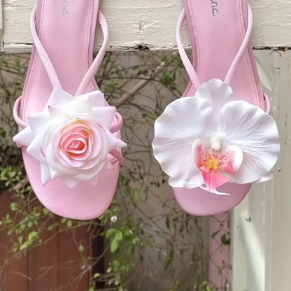 1 Pair Simulation Coloful Thai Fairy Butterfly Flower Shoe Buckles Personalized Design Butterfly Orchid Simulation Buckles Decor