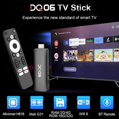 VONTAR Android 12 DQ06 ATV Mini TV Stick Allwinner H618 Quad Core 8K Video 4K@60fps Wifi6 Build in BT Voice Android 12.0 TV BOX