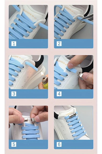10PCS Shoelaces Buckle Lock Metal Quick-Release No-Tie Shoe Laces Stylish Press-On Buckle Locks- Hassle-Free, Adjustable Fit