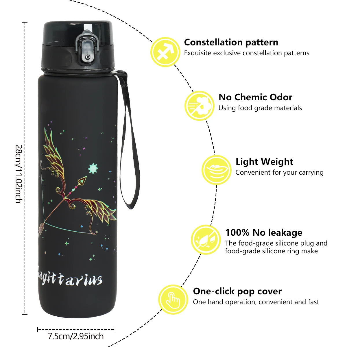 12 zodiac Aquarius 1L outdoor activity leak-proof plastic cup portable water bottle birthday gift holiday gift