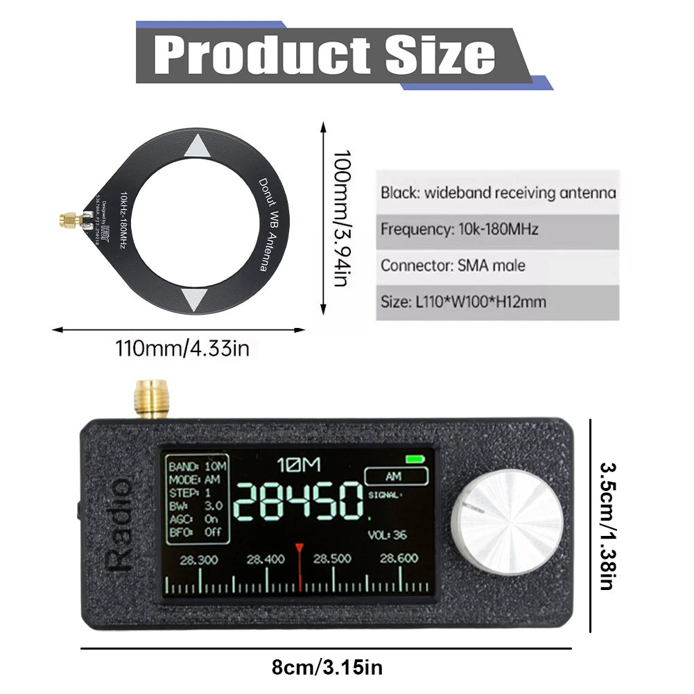 SI4732 0.5-108mhz Portable Radio 1.9inch IPS Screen Pocket Mini Radio LSB USB AM FM FM/AM Radio HF SW MW VHF Radio