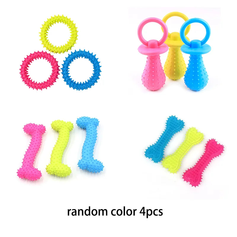 Pet Chew Toys Set Bone Pacifier Thorn Ring TPR Dog Molar Stick Teeth Cleaning Bite Resistant Puppy Teething Toy Boredom Relief