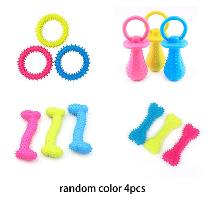Pet Chew Toys Set Bone Pacifier Thorn Ring TPR Dog Molar Stick Teeth Cleaning Bite Resistant Puppy Teething Toy Boredom Relief